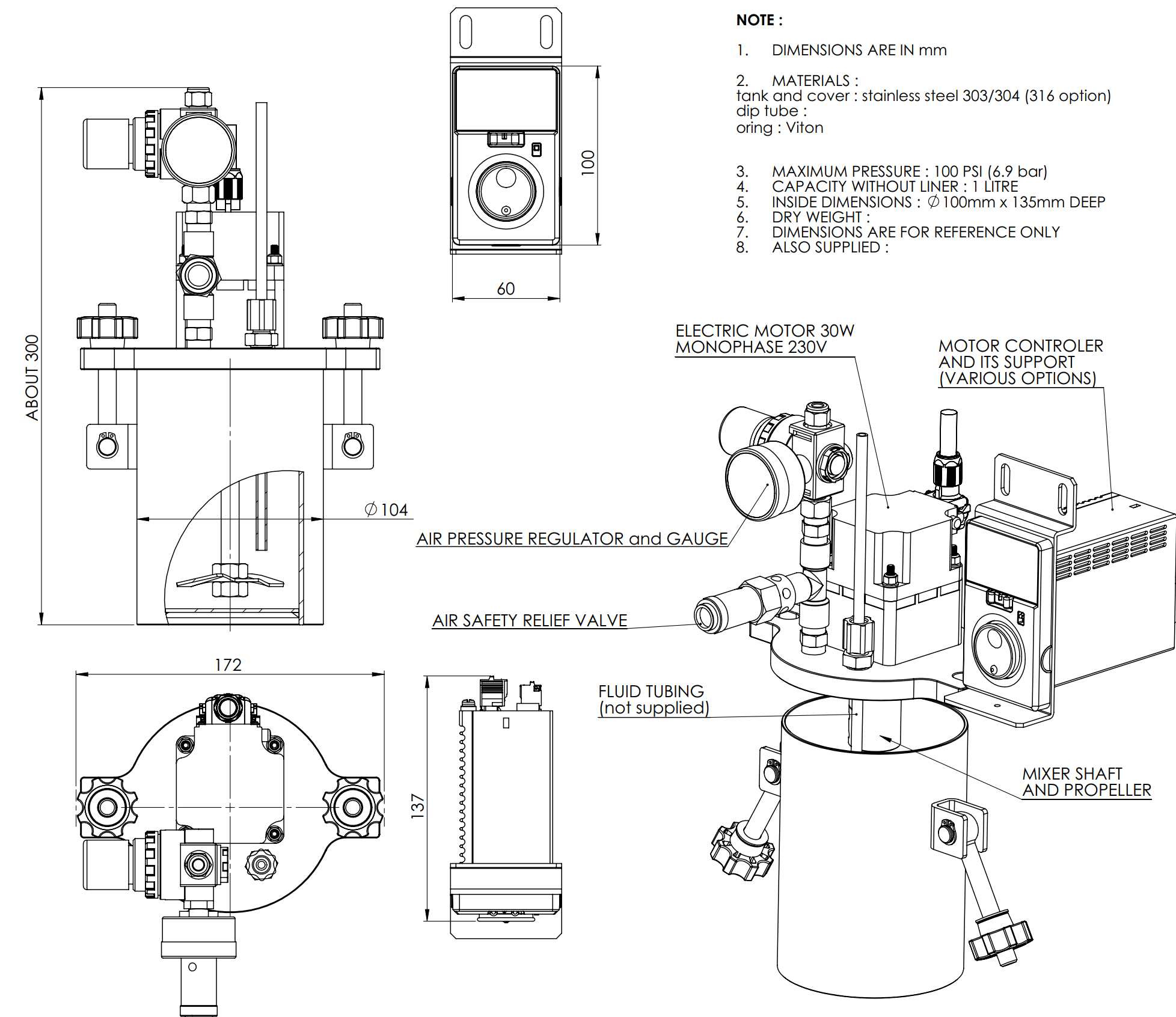 1L STEL Series Pressure Vessel