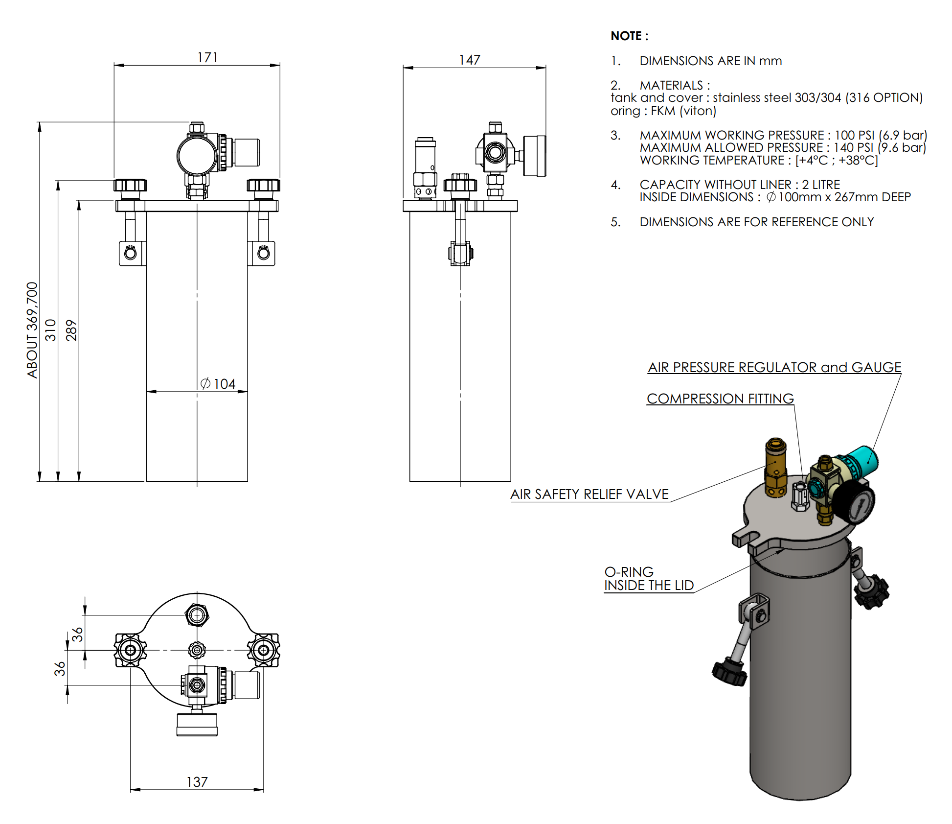 2L ST Series Pressure Vessel