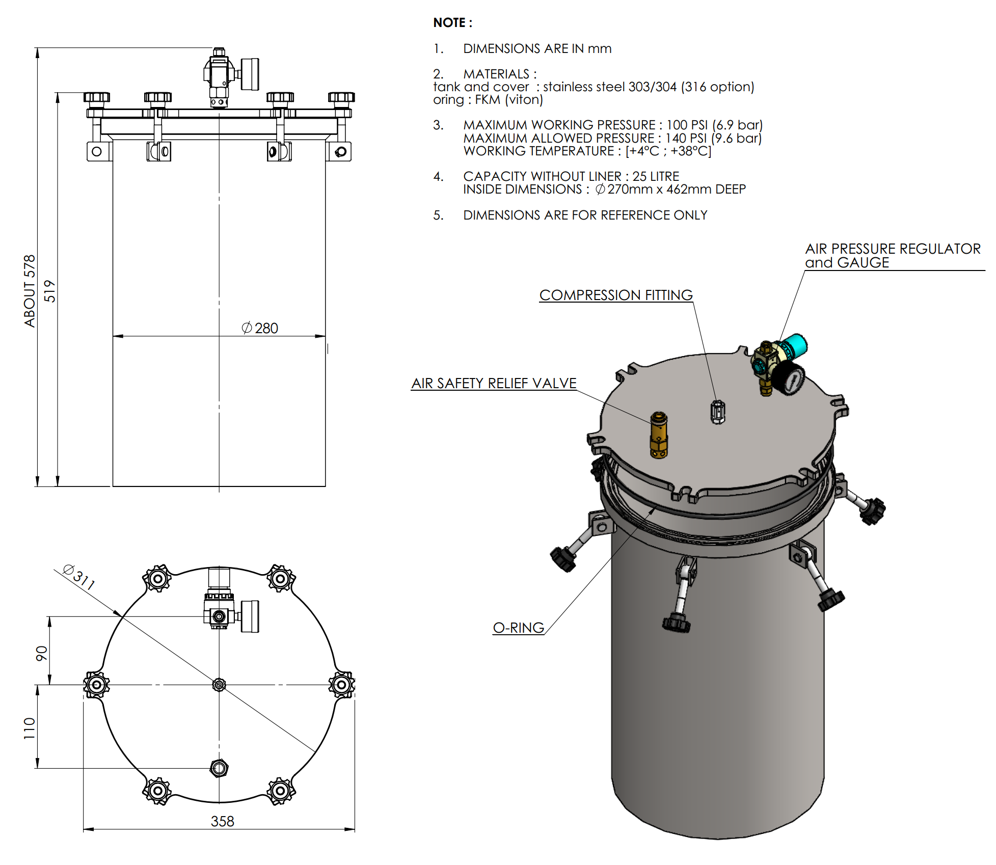 25L ST Series Pressure Vessel