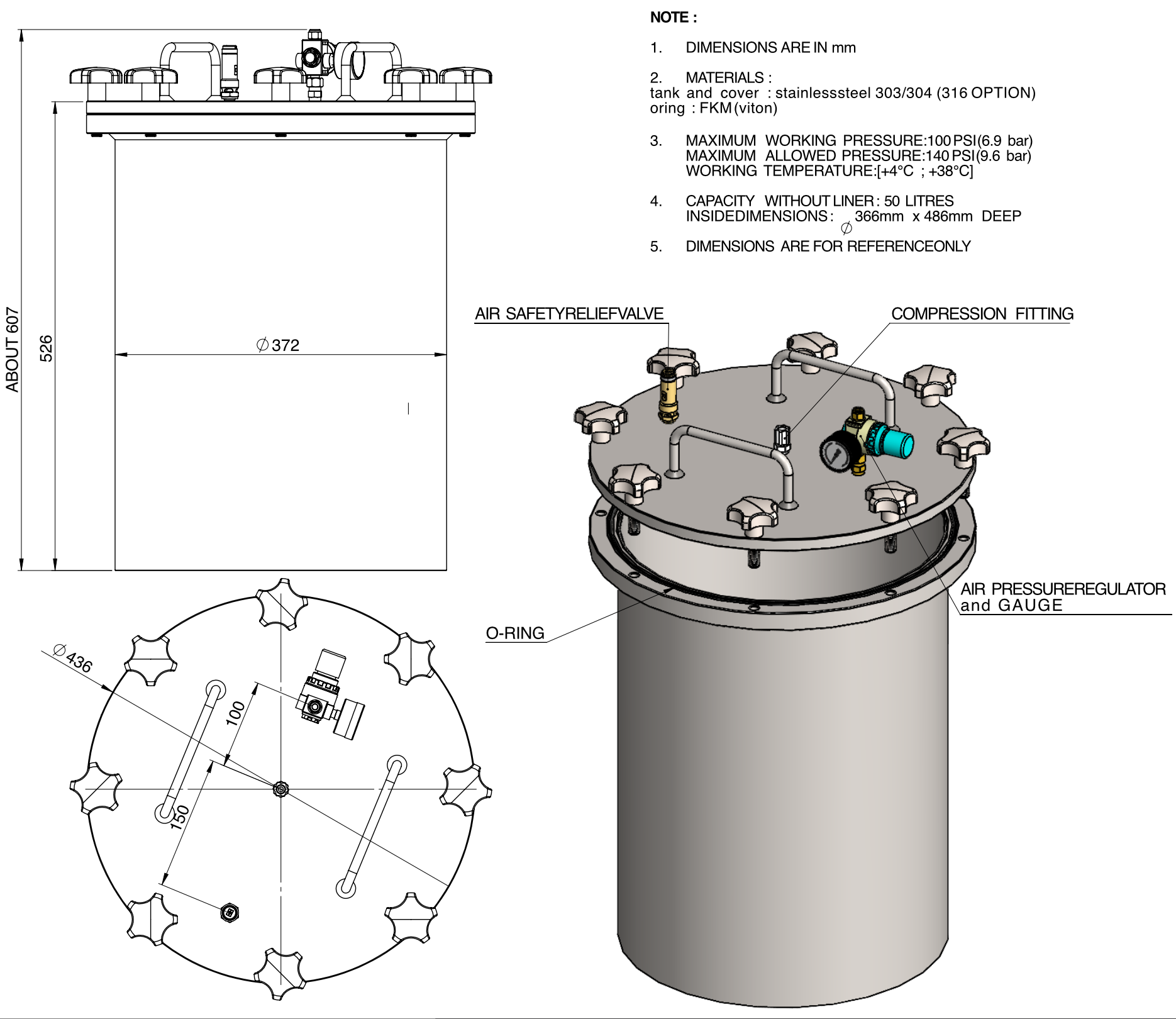 50L ST Series Pressure Vessel