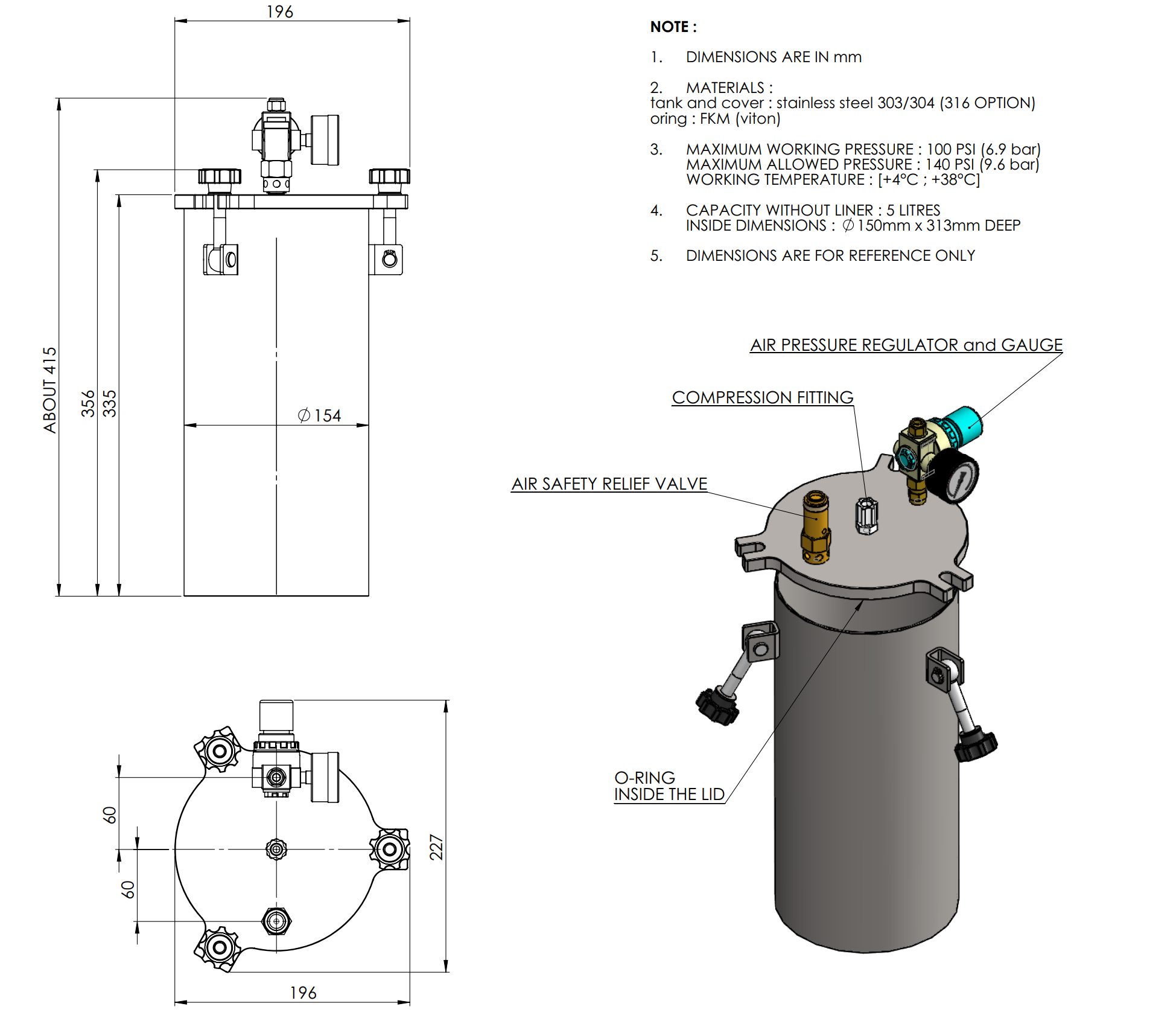 5L ST Series Pressure Vessel