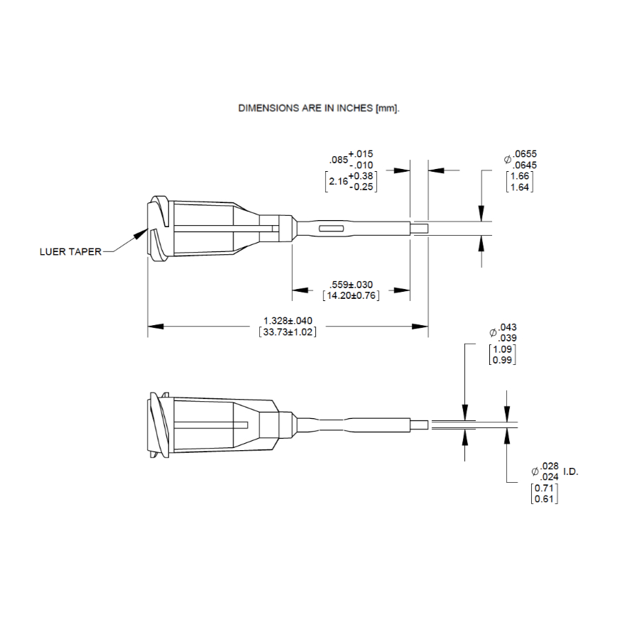 7005003 Drawing Nordson PTFE lined Tip Grey