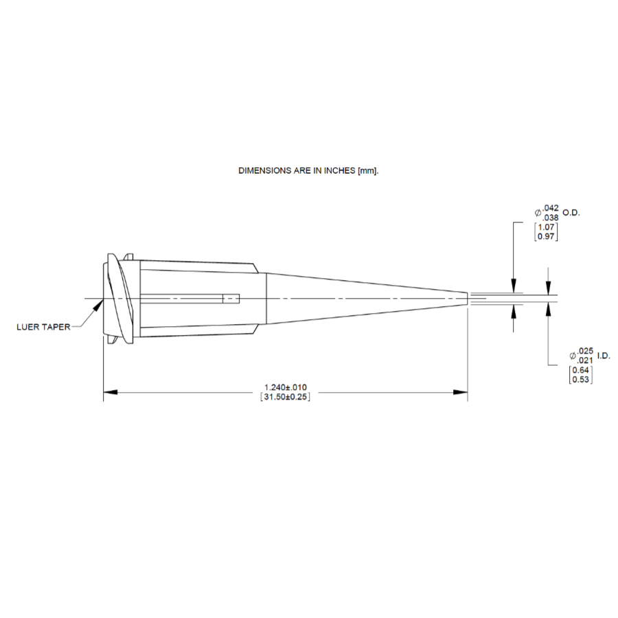 7005006 Nordson Opaque Rigid Tapered Tip pink drawing