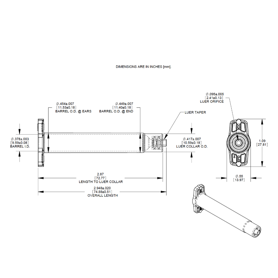 7012078 Drawing Nordson Barrel Optimum, Piston, Caps 3cc