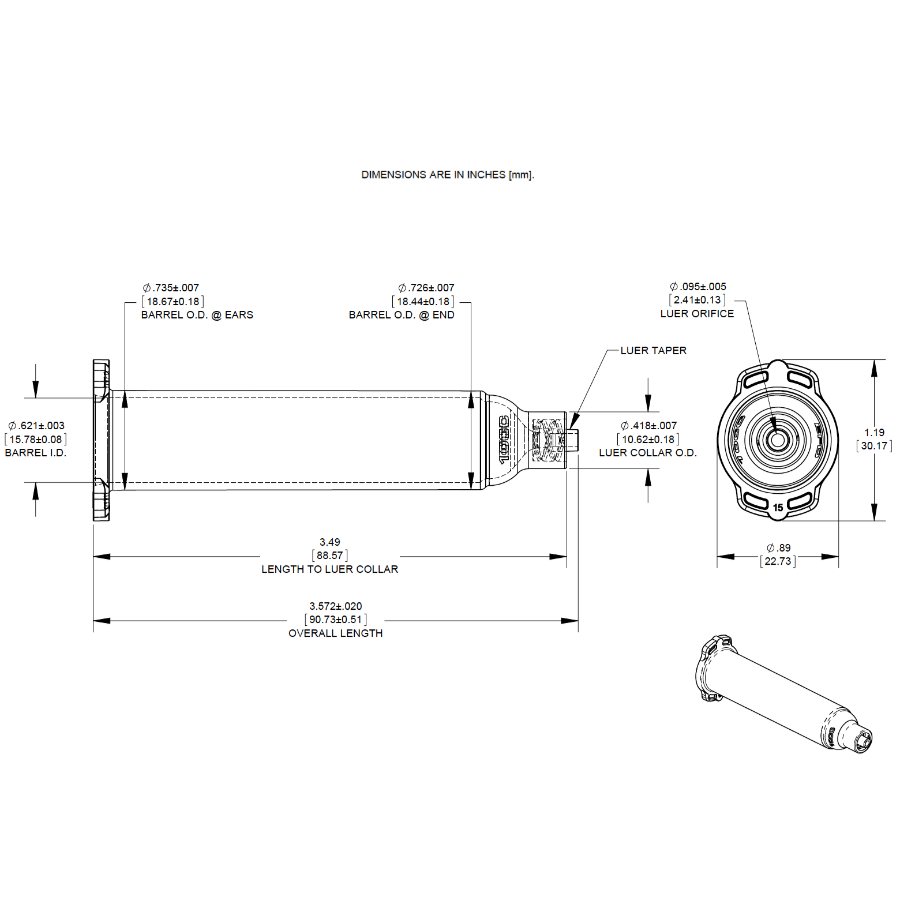 7012115 Drawing Nordson Barrel Optimum + Piston 10cc Set