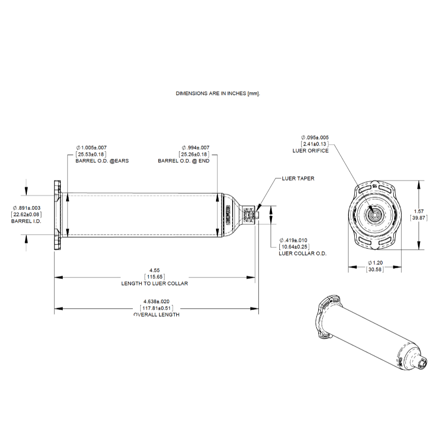 7012137 Drawing Nordson Barrel Optimum + Piston 30cc Set