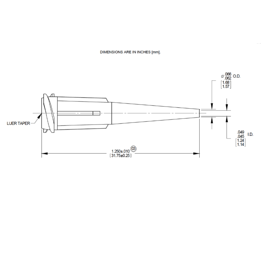 7018097 Nordson Opaque Rigid Tapered Tip grey drawing