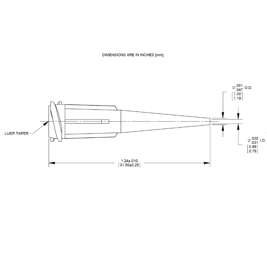 7018147 Nordson Opaque Rigid Tapered Tip green drawing