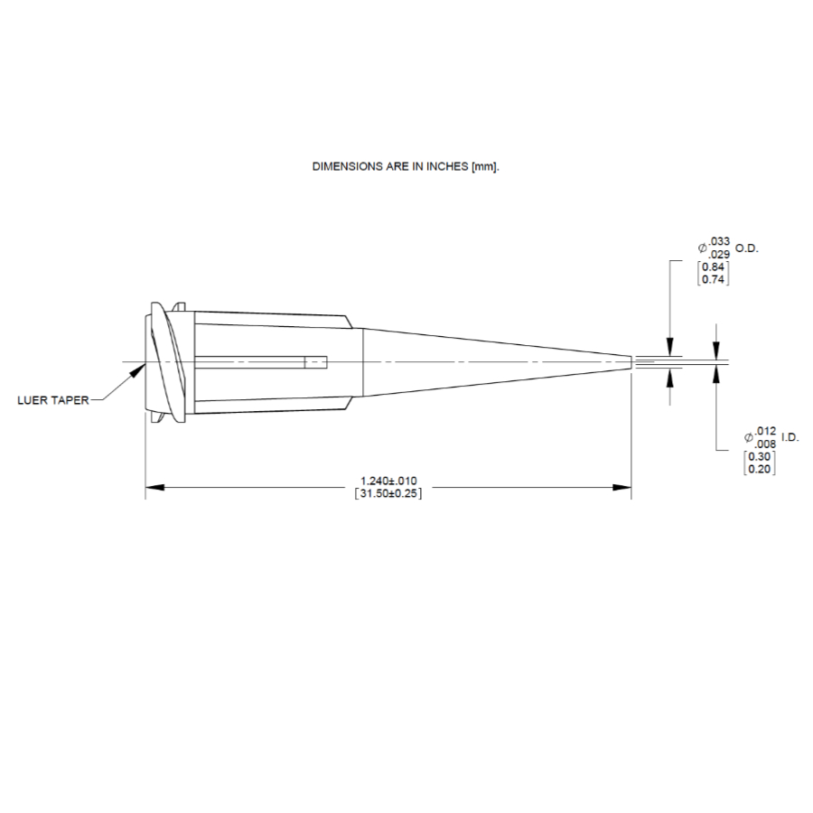 7018370 Nordson Opaque Rigid Tapered Tip red drawing