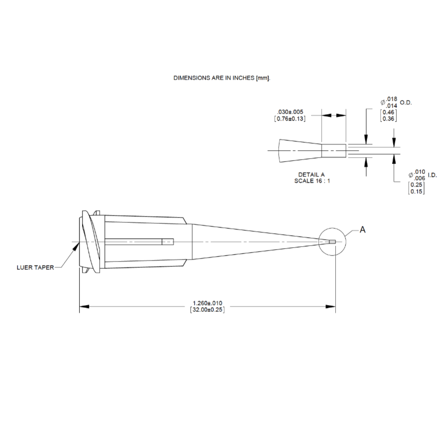 7018417 Nordson Standard Tapered Tip clear drawing