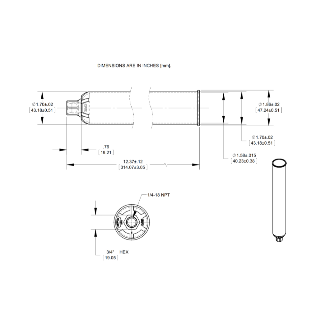 7018602 Drawing Nordson clear cartridge Optimum 12 oz