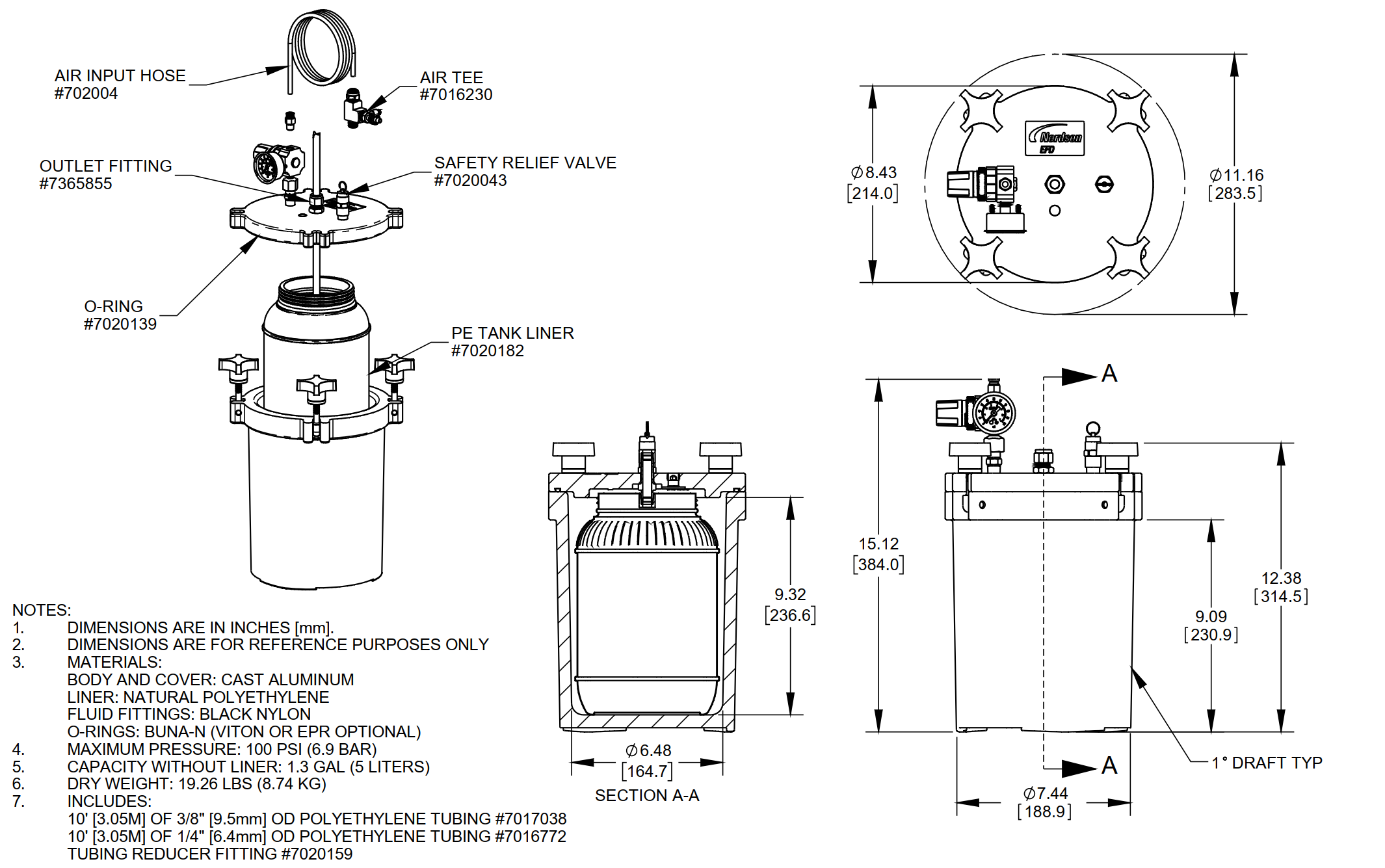 5L Tank 0-100PSI (7 BAR)