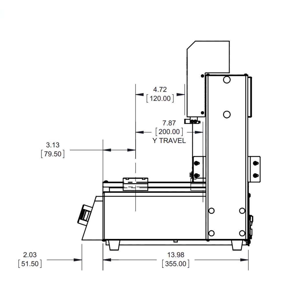 7361345 Nordson E2 3-axis dispensing robot 200 x 200 x 50 mm - side drawing