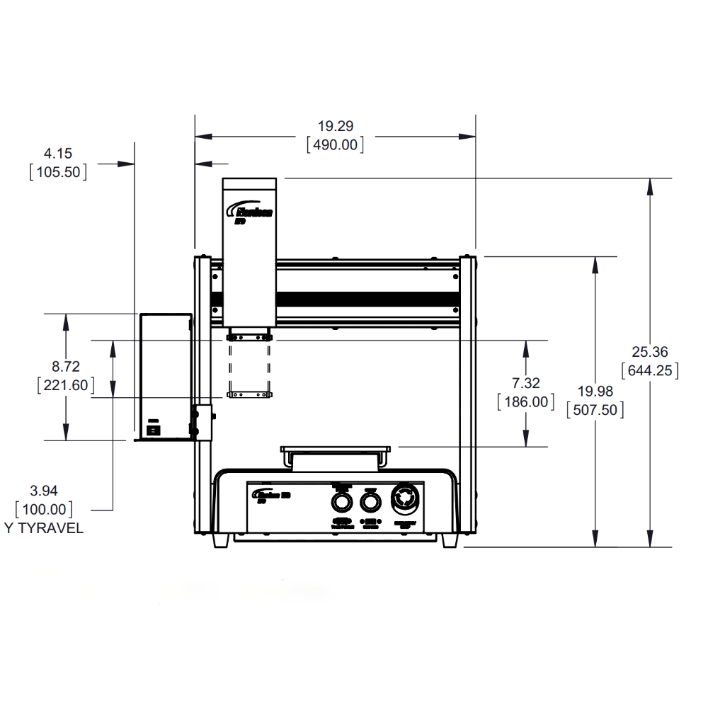 7361346 Nordson E3 3-axis dispensing robot 300 x 300 x 100 mm - front drawing