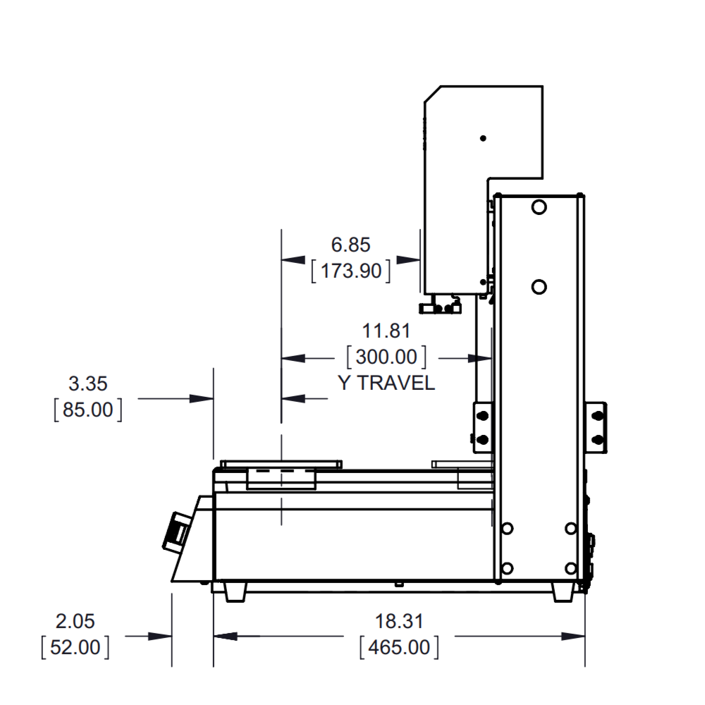 7361346 Nordson E3 3-axis dispensing robot 300 x 300 x 100 mm - side drawing