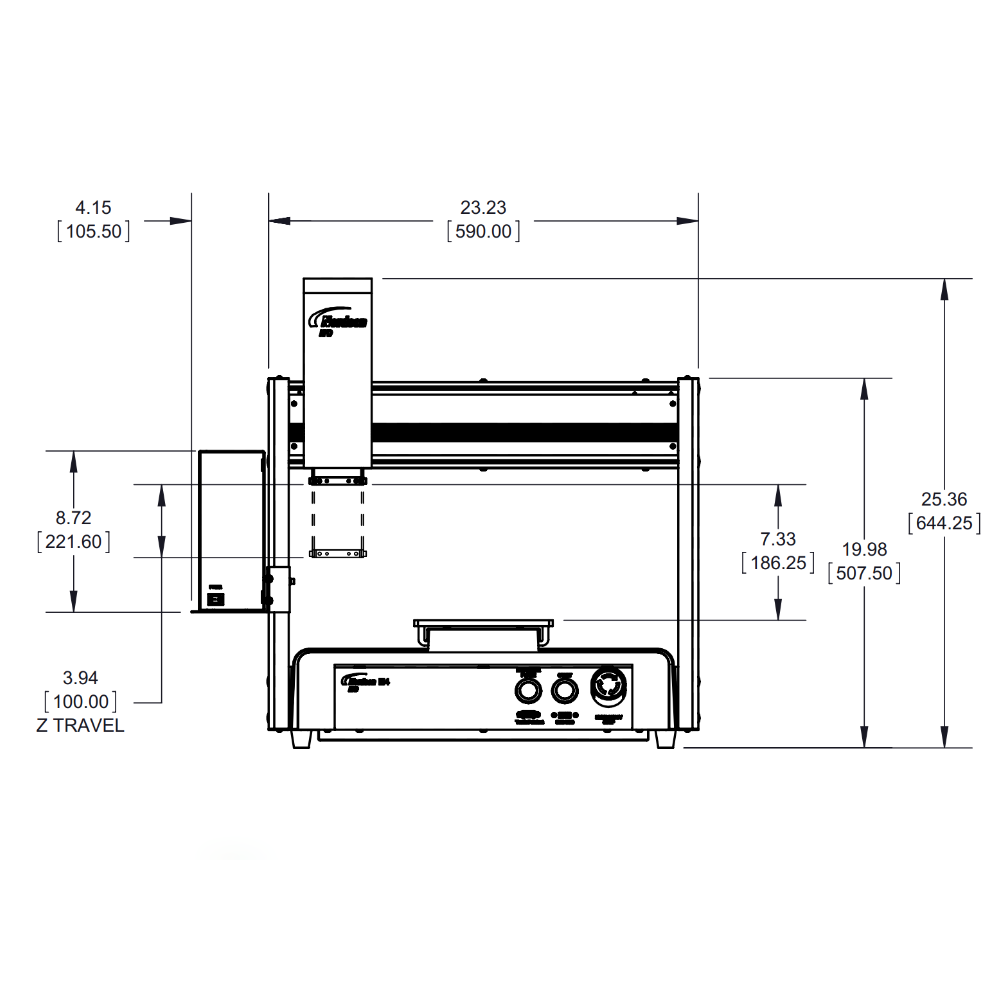 7361347 Nordson E4 3-axis dispensing robot 400 x 400 x 100 mm - front drawing