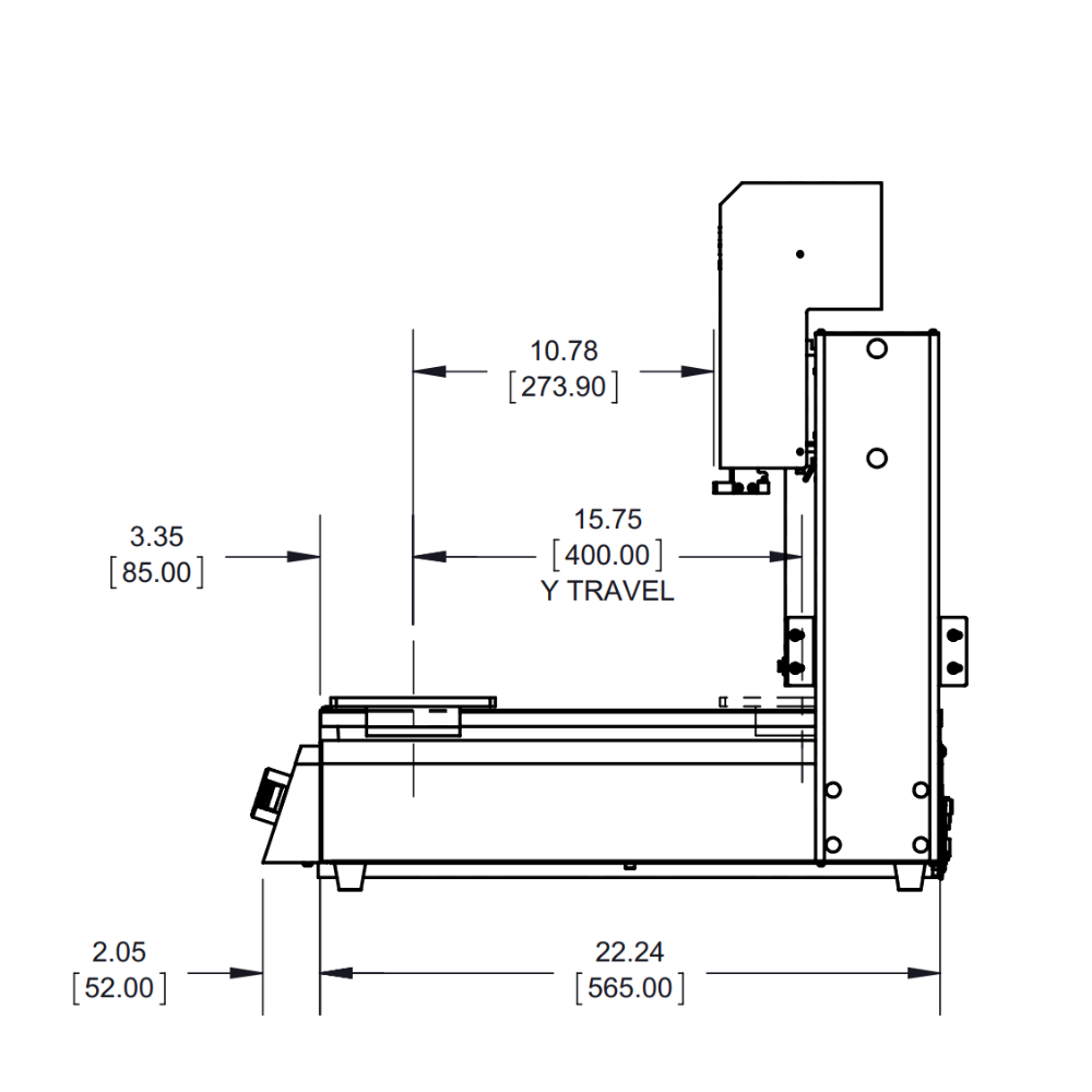 7361347 Nordson E4 3-axis dispensing robot 400 x 400 x 100 mm - side drawing