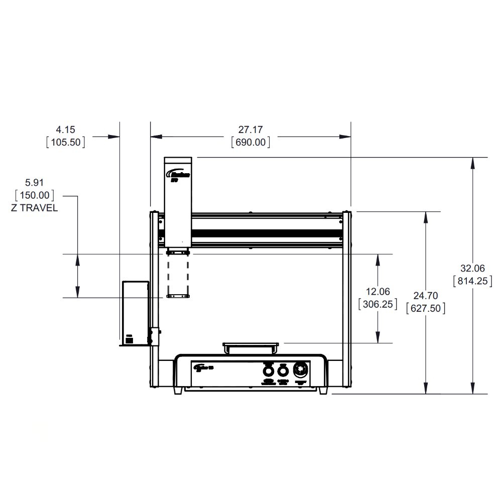 7361348 Nordson E5 3-axis dispensing robot 500 x 500 x 150 mm - front drawing