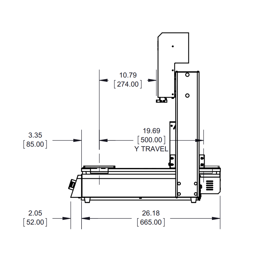 7361348 Nordson E5 3-axis dispensing robot 500 x 500 x 150 mm - side drawing