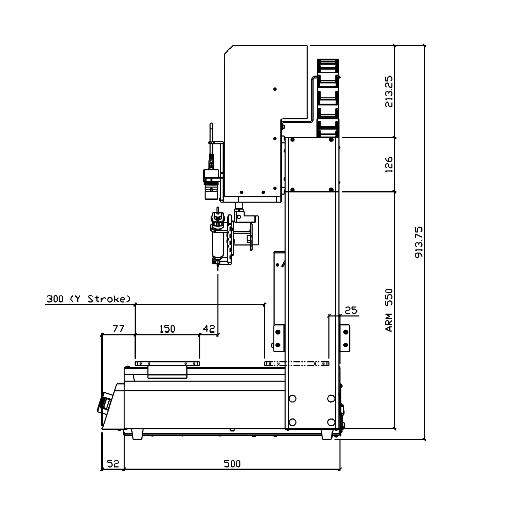 7363572 Nordson R2V 4-axis dispensing robot 300 x 300 x 150 mm - side drawing