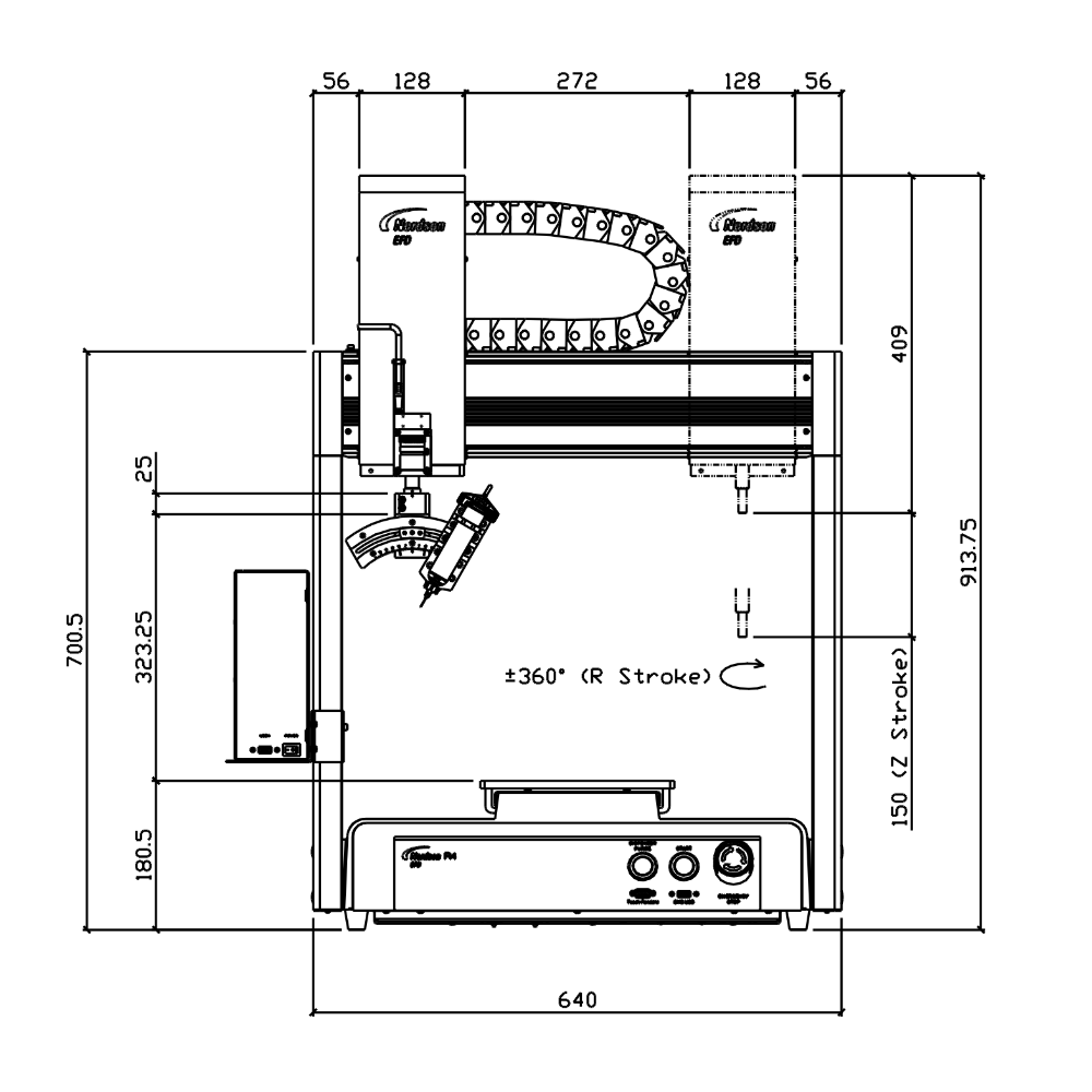 7363573 Nordson R4V 4-axis dispensing robot 400 x 400 x 150 mm - front drawing