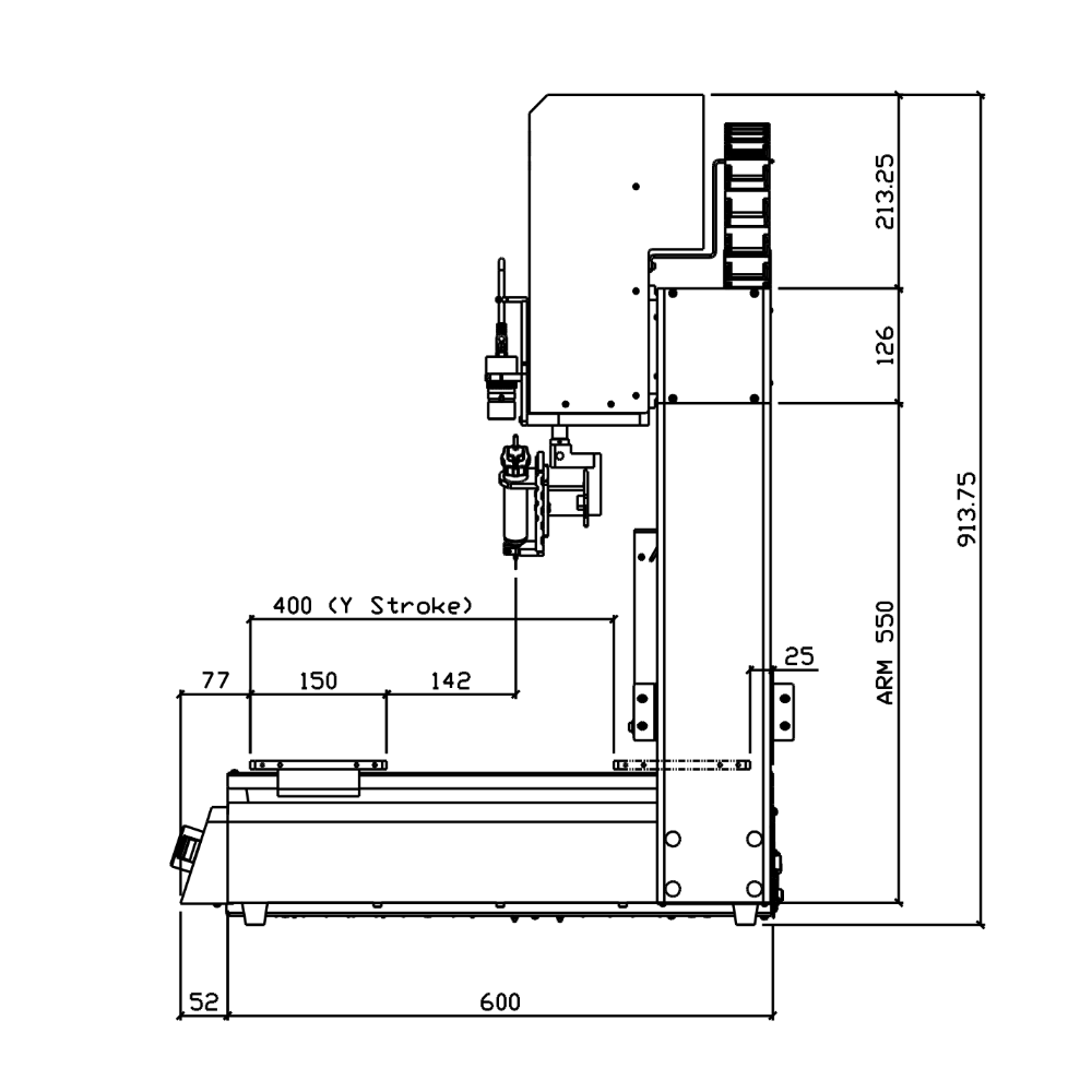 7363573 Nordson R4V 4-axis dispensing robot 400 x 400 x 150 mm - side drawing