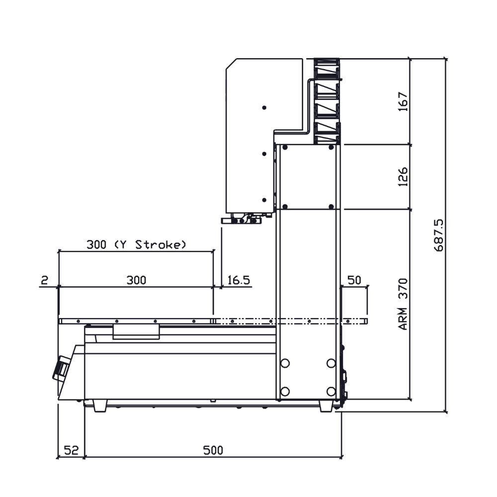 7363650 Nordson PROPlus3 3-axis dispensing robot 250 x 250 x 100 mm - side drawing