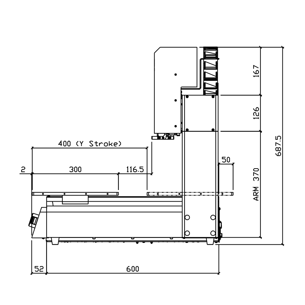 7363653 Nordson PROPlus4 3-axis dispensing robot 350 x 350 x 100 mm - side drawing